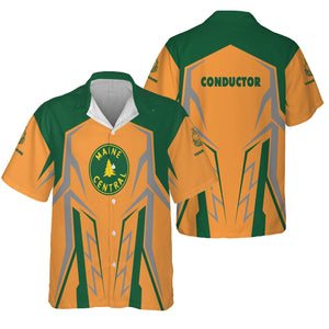 Railspirit Personalized Maine Central Railroad Hawaiian Shirt Futuristic Design with Custom Job Train Shirt