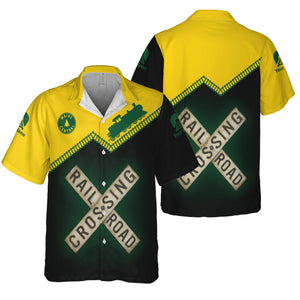 Railspirit Personalized Maine Central Railroad Hawaiian Shirt Railroad Crossing Printed Train Track Shirt