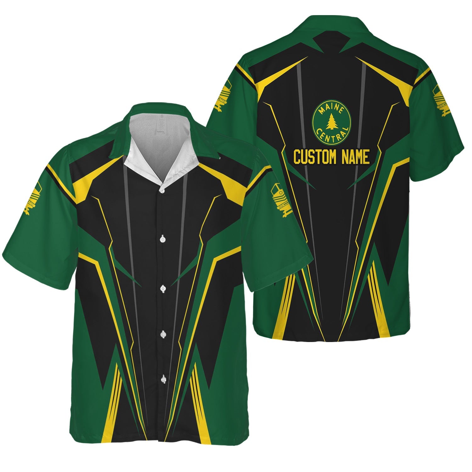 Railspirit Personalized Maine Central Railroad Hawaiian Shirt Lightning-Edge Design Train Shirt For Railroad Lovers