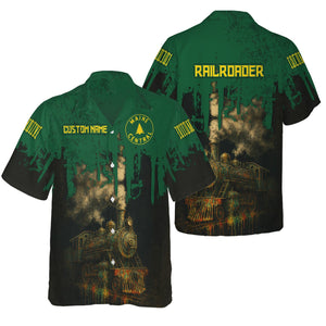 Railspirit Personalized Maine Central Railroad Hawaiian Shirt Vintage Train Art Style Shirt For Locomotive Fans
