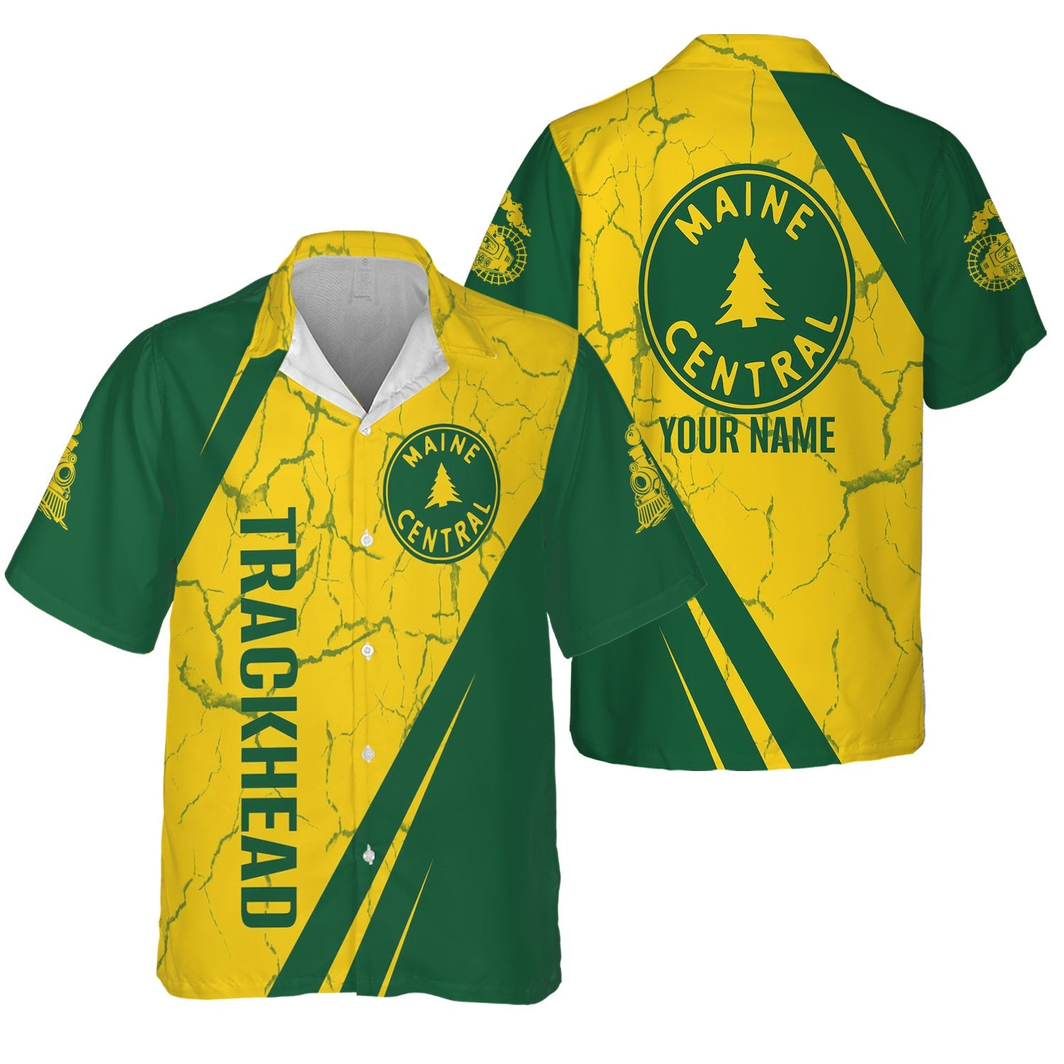 Railspirit Personalized Maine Central Railroad Hawaiian Shirt Crackle Texture Style Shirt For Trackhead