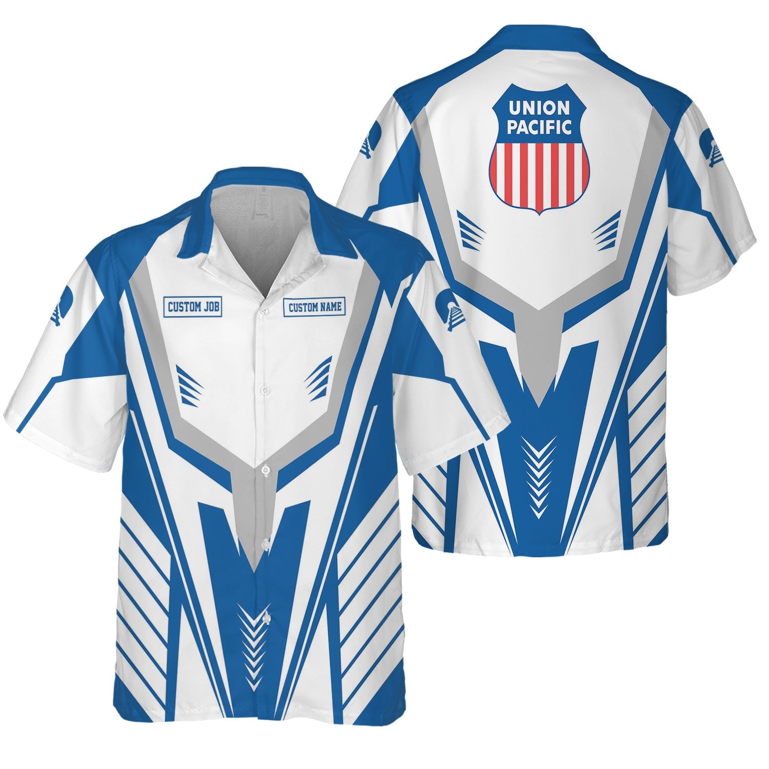 Railspirit Personalized Union Pacific Railroad Hawaiian Shirt Workwear-Inspired with Custom Position Big Boy Train Shirt