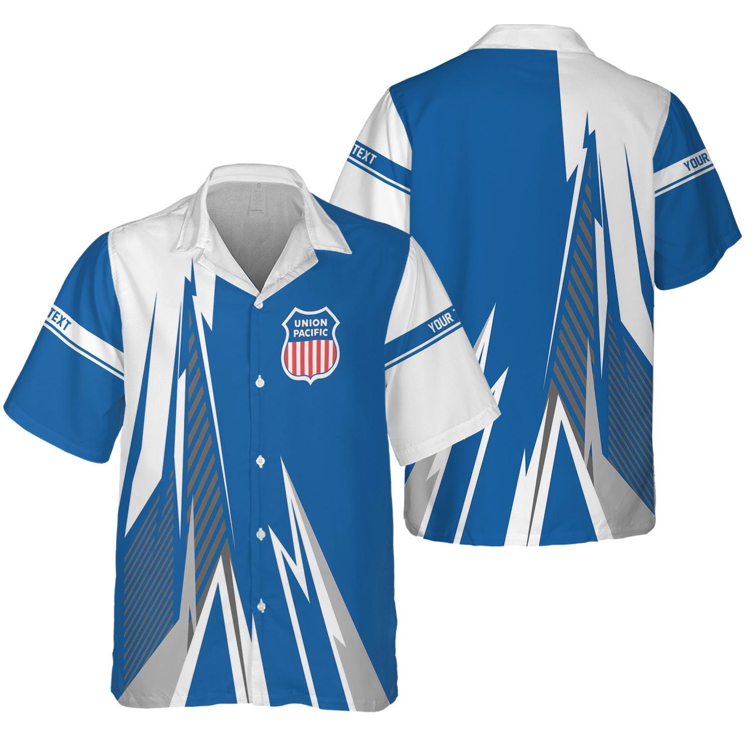 Railspirit Personalized Union Pacific Railroad Hawaiian Shirt Lightning-Inspired Railway Style Big Boy Shirt For Train Lovers