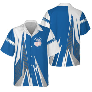 Railspirit Personalized Union Pacific Railroad Hawaiian Shirt Lightning-Inspired Railway Style Big Boy Shirt For Train Lovers