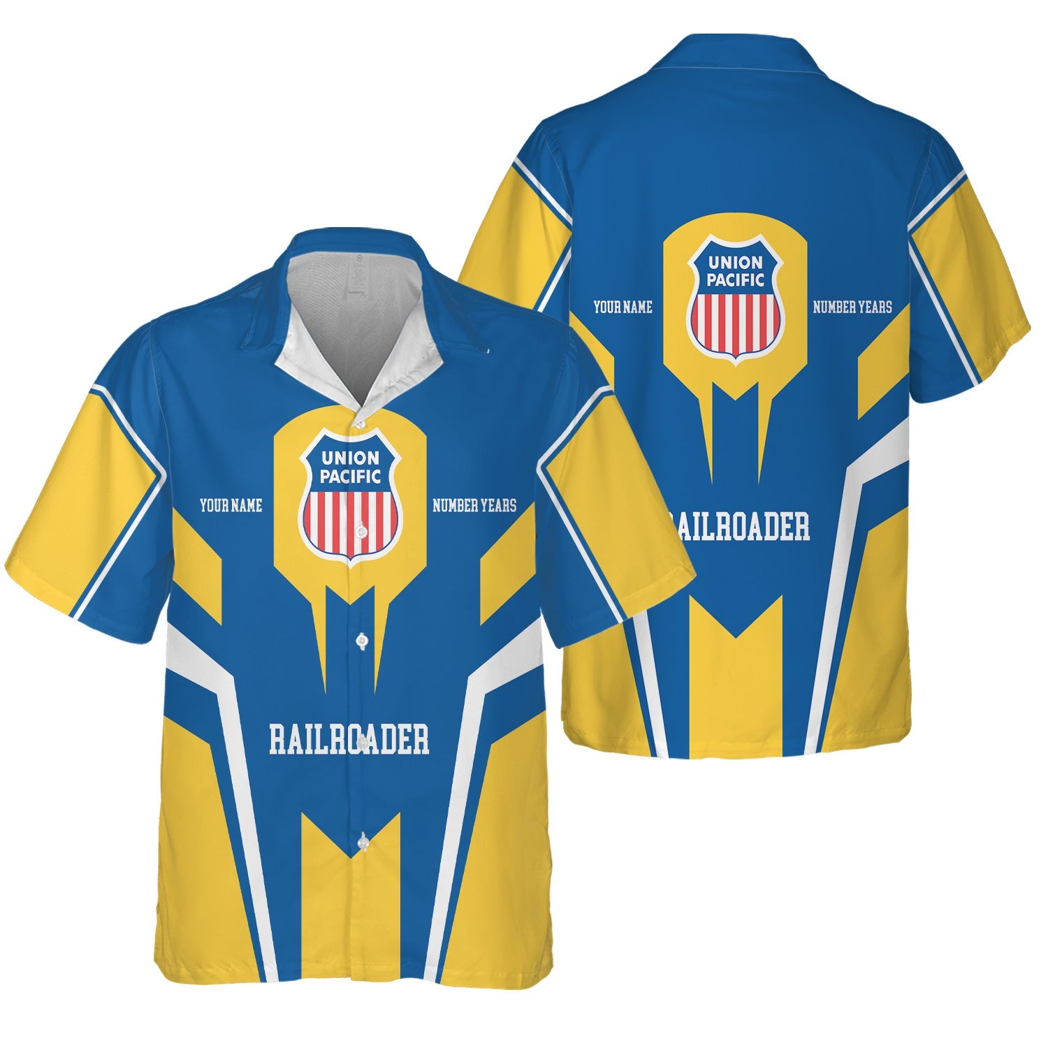 Railspirit Personalized Union Pacific Railroad Hawaiian Shirt Custom Year Railroader Big Boy Shirt Gift Idea For Train Lover