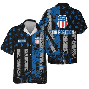 Railspirit Personalized Union Pacific Railroad Hawaiian Shirt Artistic Paint American Flag Style Big Boy Train Shirt