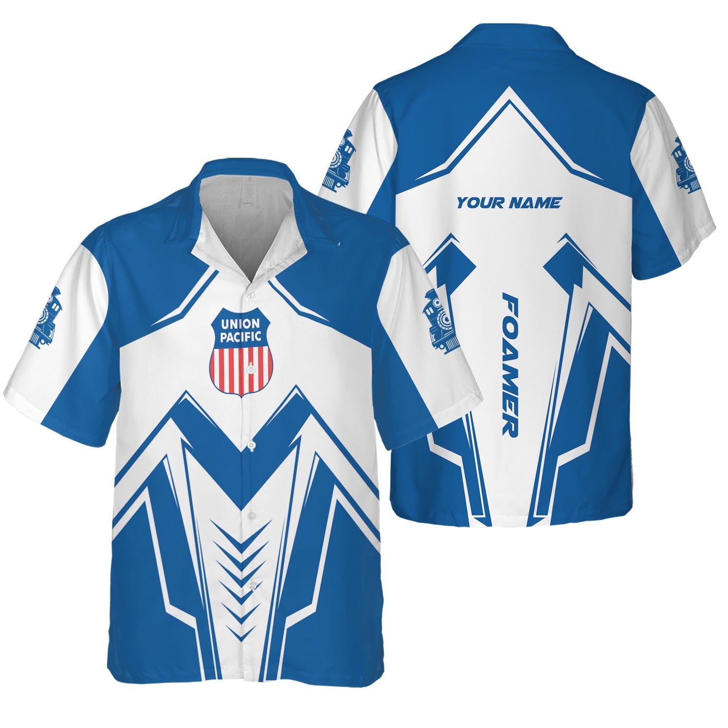 Railspirit Personalized Union Pacific Railroad Hawaiian Shirt Railway Trainspotter Style Big Boy Shirt Gift Idea For Foamers