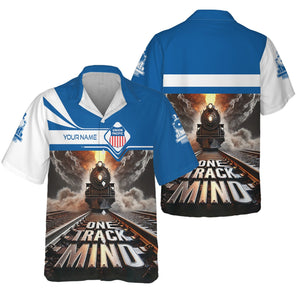 Railspirit Personalized Union Pacific Railroad Hawaiian Shirt One Track Mind Big Boy Train Printed Shirt