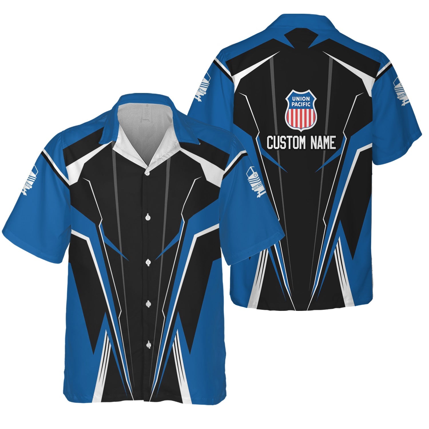 Railspirit Personalized Union Pacific Railroad Hawaiian Shirt Lightning-Edge Design Big Boy Train Shirt For Railroad Lovers