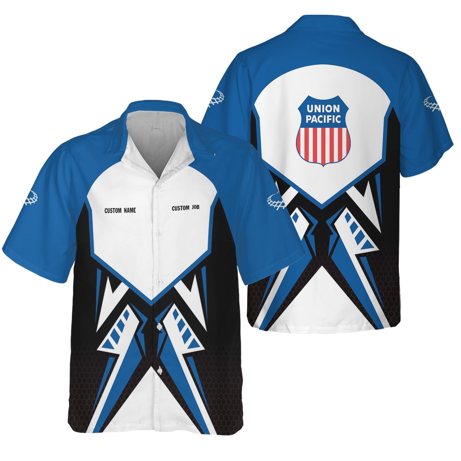 Railspirit Personalized Union Pacific Railroad Hawaiian Shirt Vibriant Style with Custom Position Big Boy Train Shirt