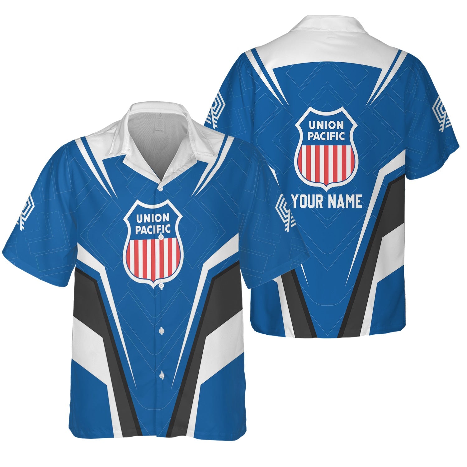 Railspirit Personalized Union Pacific Railroad Hawaiian Shirt Railway Inspired Apparel Big Boy Train Shirt For Train Lovers