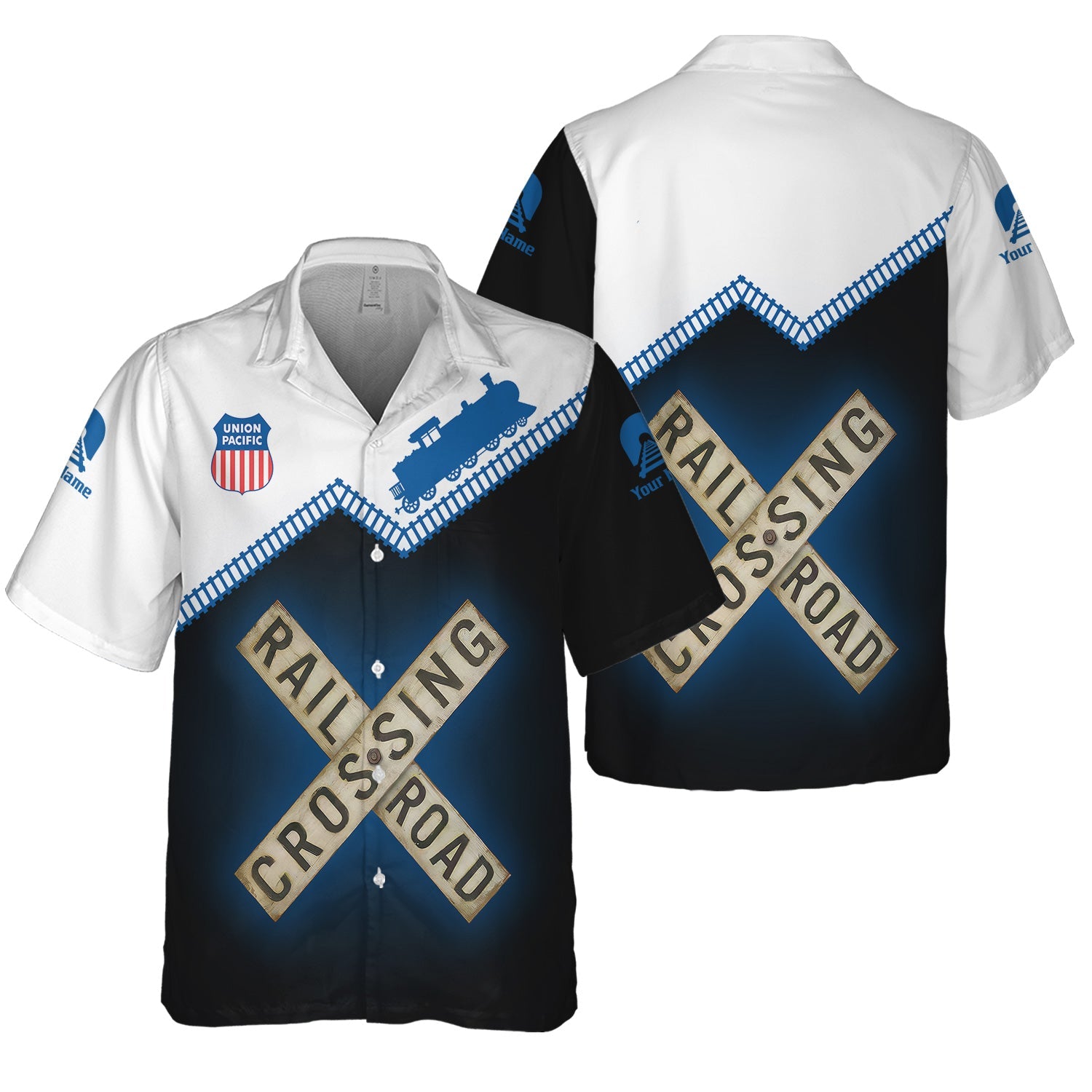 Railspirit Personalized Union Pacific Railroad Hawaiian Shirt Railroad Crossing Printed Train Track Shirt