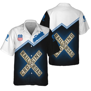 Railspirit Personalized Union Pacific Railroad Hawaiian Shirt Railroad Crossing Printed Train Track Shirt