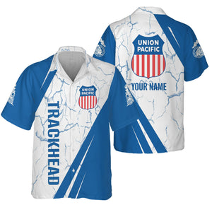 Railspirit Personalized Union Pacific Railroad Hawaiian Shirt Crackle Texture Style Big Boy Shirt For Trackhead
