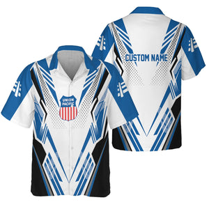 Railspirit Personalized Union Pacific Railroad Hawaiian Shirt Railroad Tribute Design Big Boy Train Shirt for Train Lovers