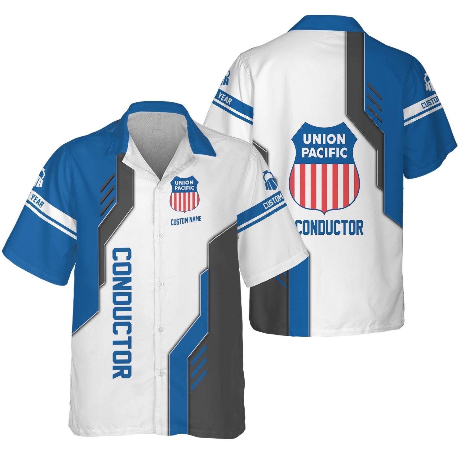 Railspirit Personalized Union Pacific Railroad Hawaiian Shirt Unique Railway Style with Custom Job Big Boy Train Shirt