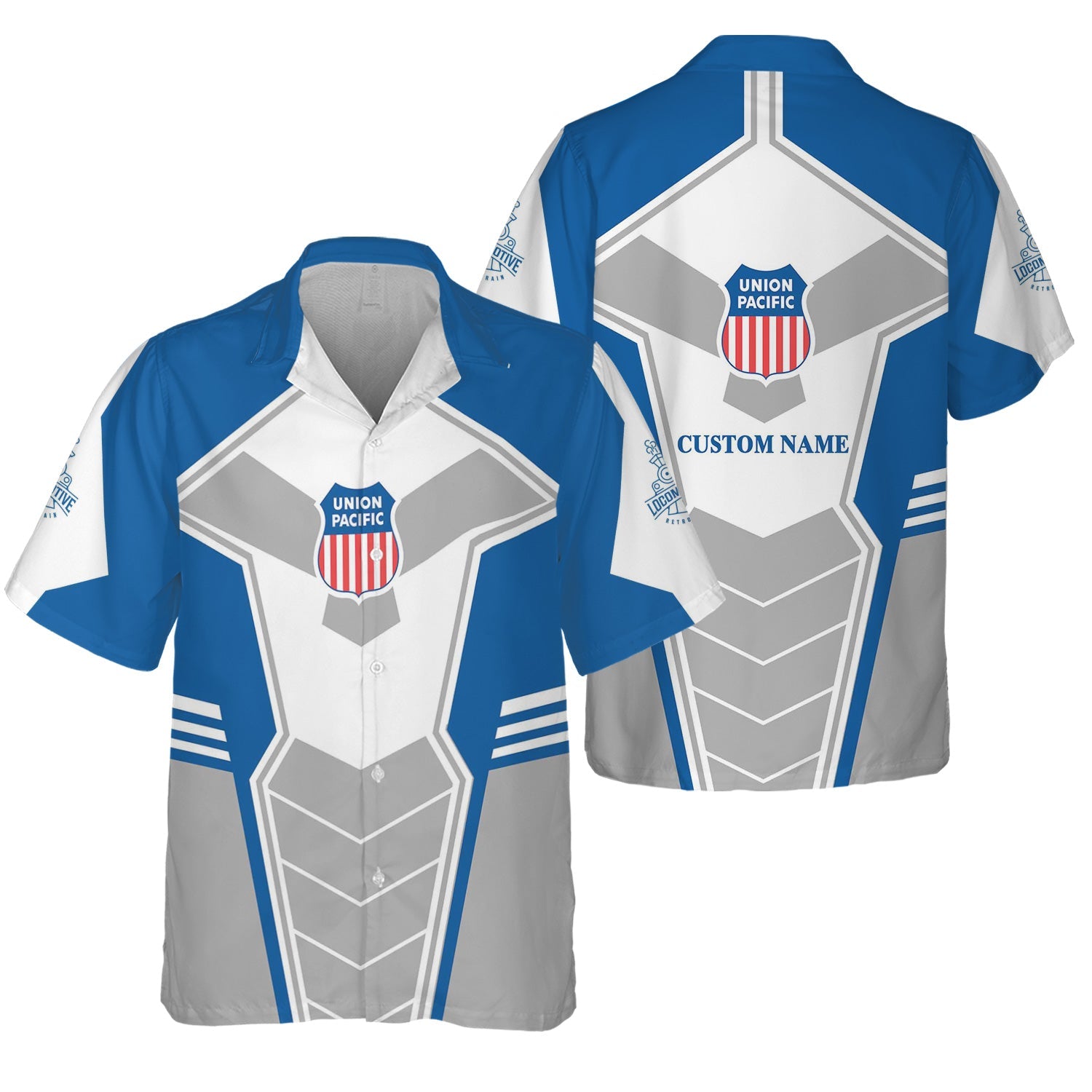 Railspirit Personalized Union Pacific Railroad Hawaiian Shirt Engine-Inspired Style Big Boy Train Shirt for Railroad Fanatic