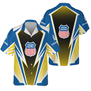 Railspirit Personalized Union Pacific Railroad Hawaiian Shirt Lightning Graphic Style Big Boy Shirt Gift Idea For Train Lover