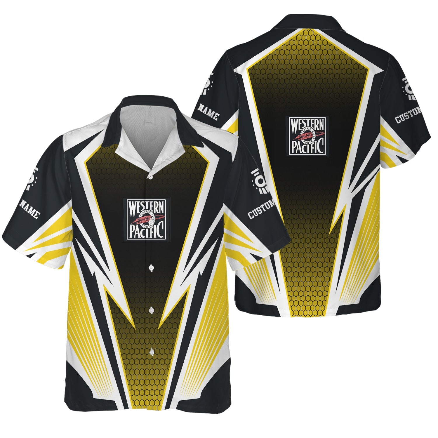 Railspirit Personalized Western Pacific Railroad Hawaiian Shirt Lightning Graphic Style Shirt Gift Idea For Train Lover