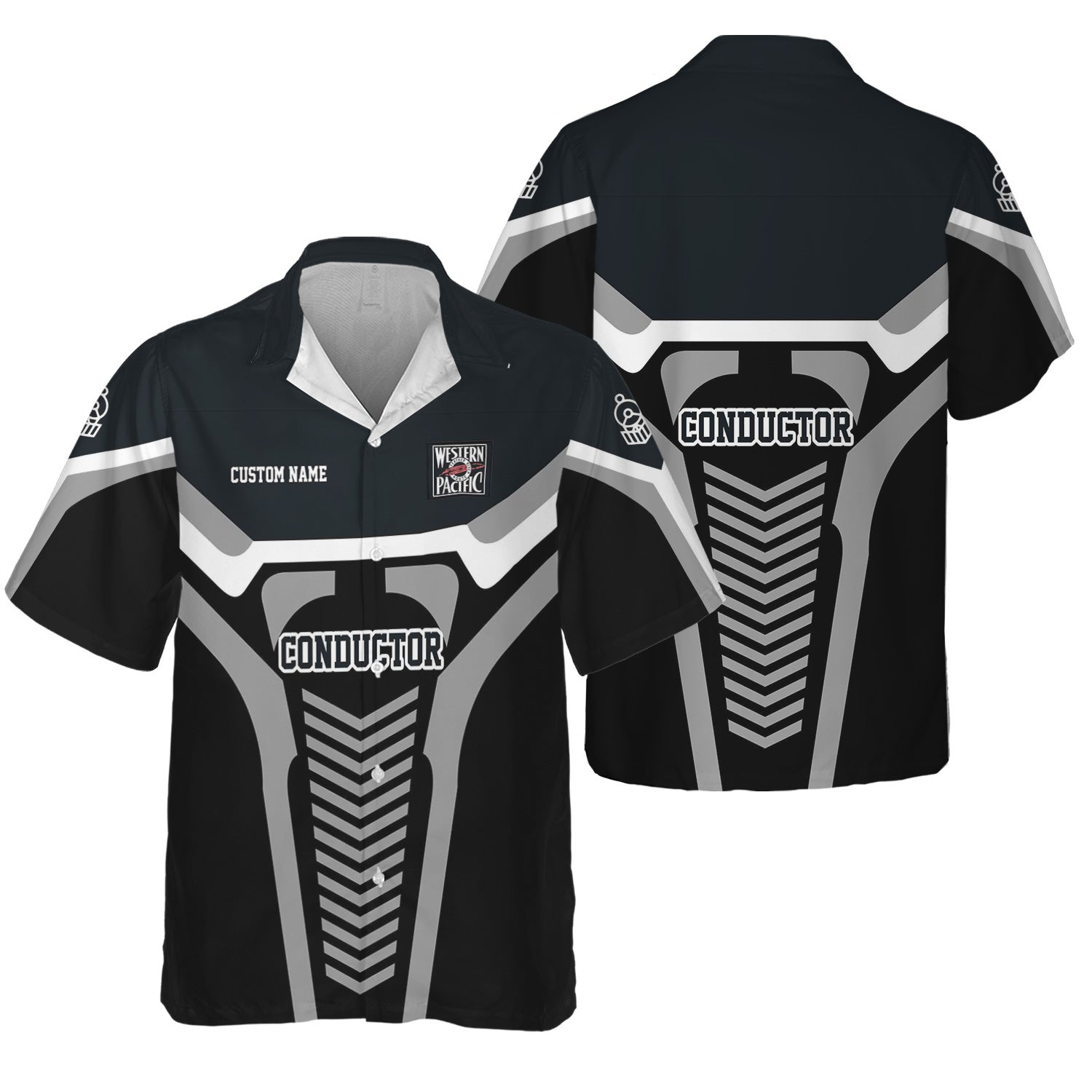 Railspirit Personalized Western Pacific Railroad Hawaiian Shirt Track-Inspired with Custom Job Position Train Shirt