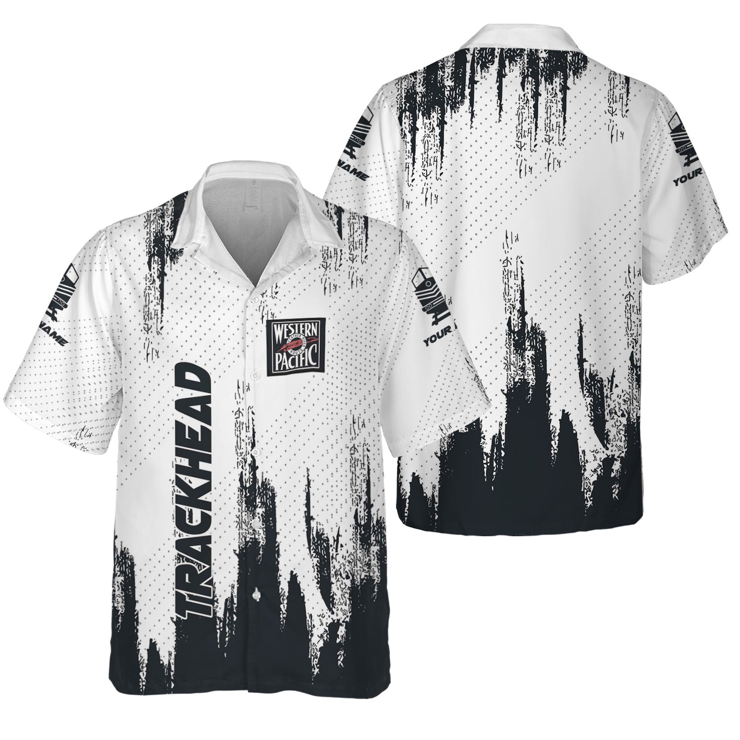 Railspirit Personalized Western Pacific Railroad Hawaiian Shirt Paint Impact Design Train Shirt for Trackhead