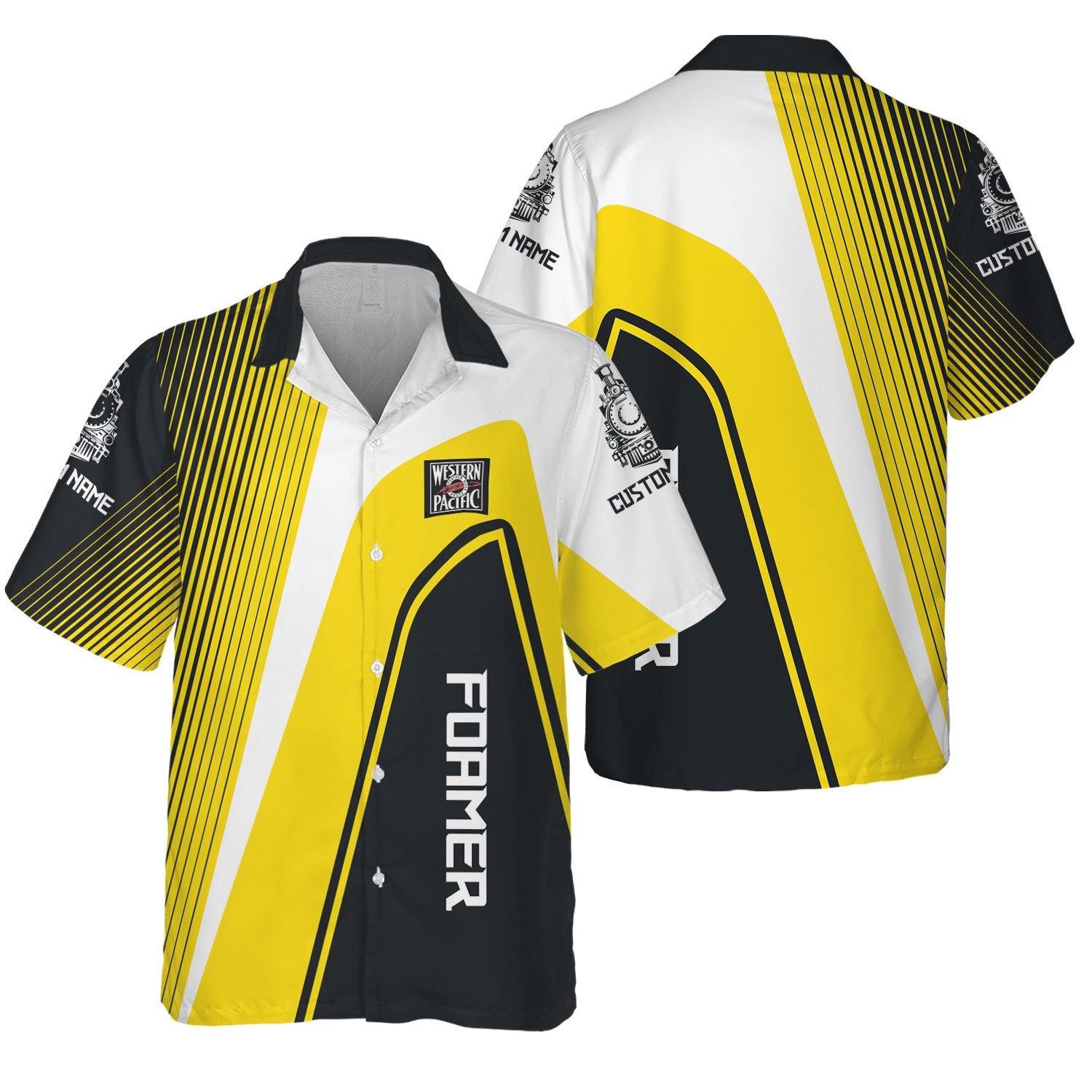 Railspirit Personalized Western Pacific Railroad Hawaiian Shirt Vibrant Striking Style Shirt For Rail Enthusiasts