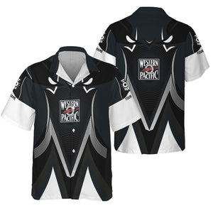 Railspirit Personalized Western Pacific Railroad Hawaiian Shirt Vibrant Graphic Pattern Shirt For Train Enthusiasts