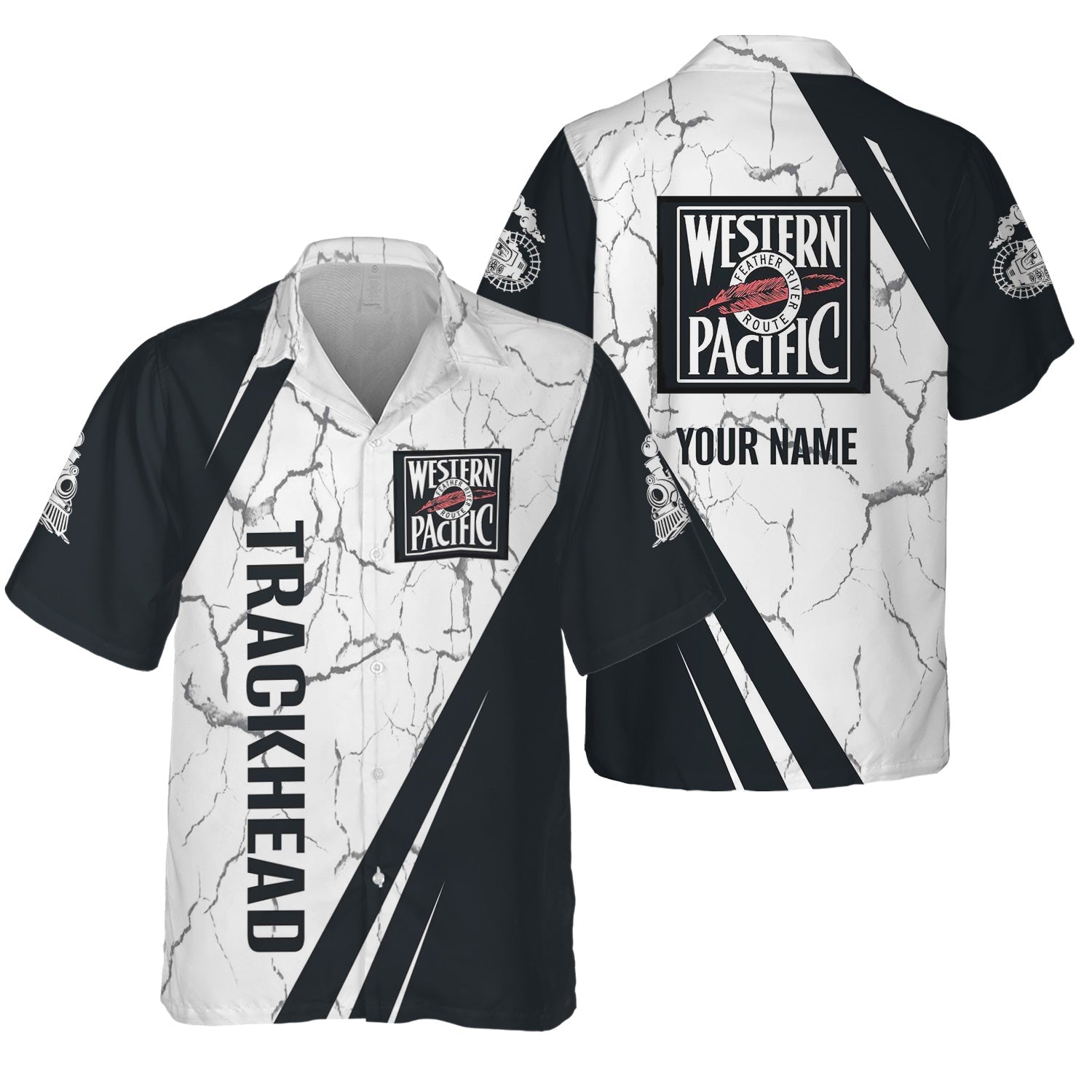 Railspirit Personalized Western Pacific Railroad Hawaiian Shirt Crackle Texture Style Shirt For Trackhead