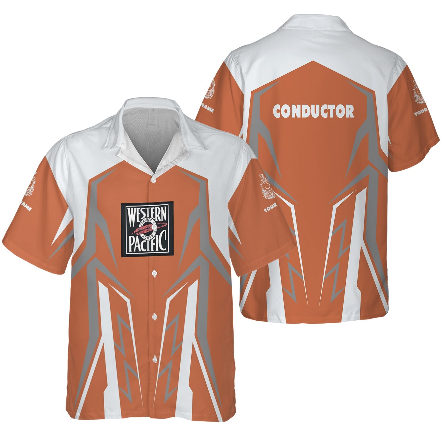 Railspirit Personalized Western Pacific Railroad Hawaiian Shirt Futuristic Design with Custom Job Train Shirt