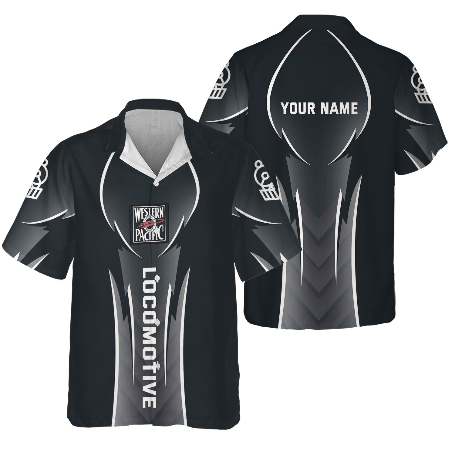 Railspirit Personalized Western Pacific Railroad Hawaiian Shirt Striking Line Style Train Shirt For Locomotive Lovers