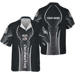 Railspirit Personalized Western Pacific Railroad Hawaiian Shirt Striking Line Style Train Shirt For Locomotive Lovers