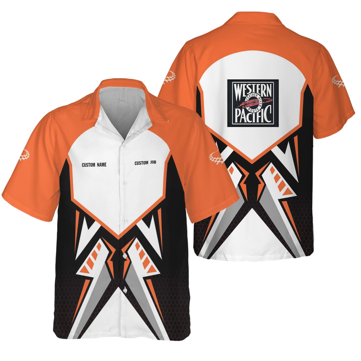 Railspirit Personalized Western Pacific Railroad Hawaiian Shirt Vibriant Style with Custom Position Train Shirt