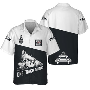 Railspirit Personalized Western Pacific Railroad Hawaiian Shirt One Track Mind Unisex Train Shirt Gift Idea For Train Lover