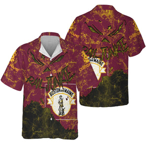 Railspirit Personalized Boston and Maine Railroad Hawaiian Shirt Torn Graphic Style Train Shirt For Rail Junkie