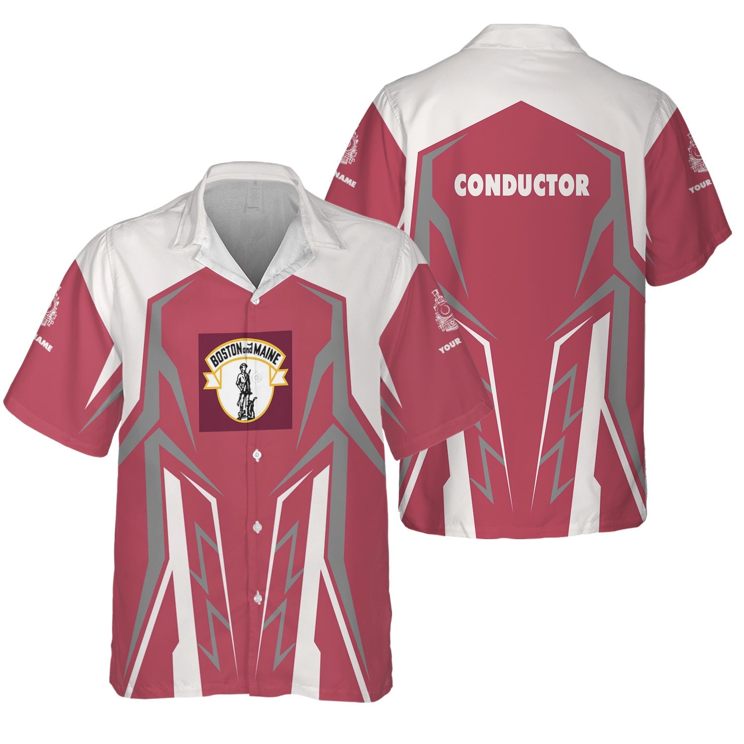 Railspirit Personalized Boston and Maine Railroad Hawaiian Shirt Futuristic Design with Custom Job Train Shirt