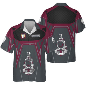 Railspirit Personalized Boston and Maine Railroad Hawaiian Shirt Steam Locomotive Engine Graphic Train Shirt All Over Print