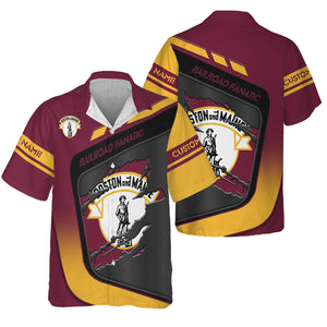 Railspirit Personalized Boston and Maine Railroad Hawaiian Shirt Ripped Texture Style Train Shirt For Railroad Fanatic