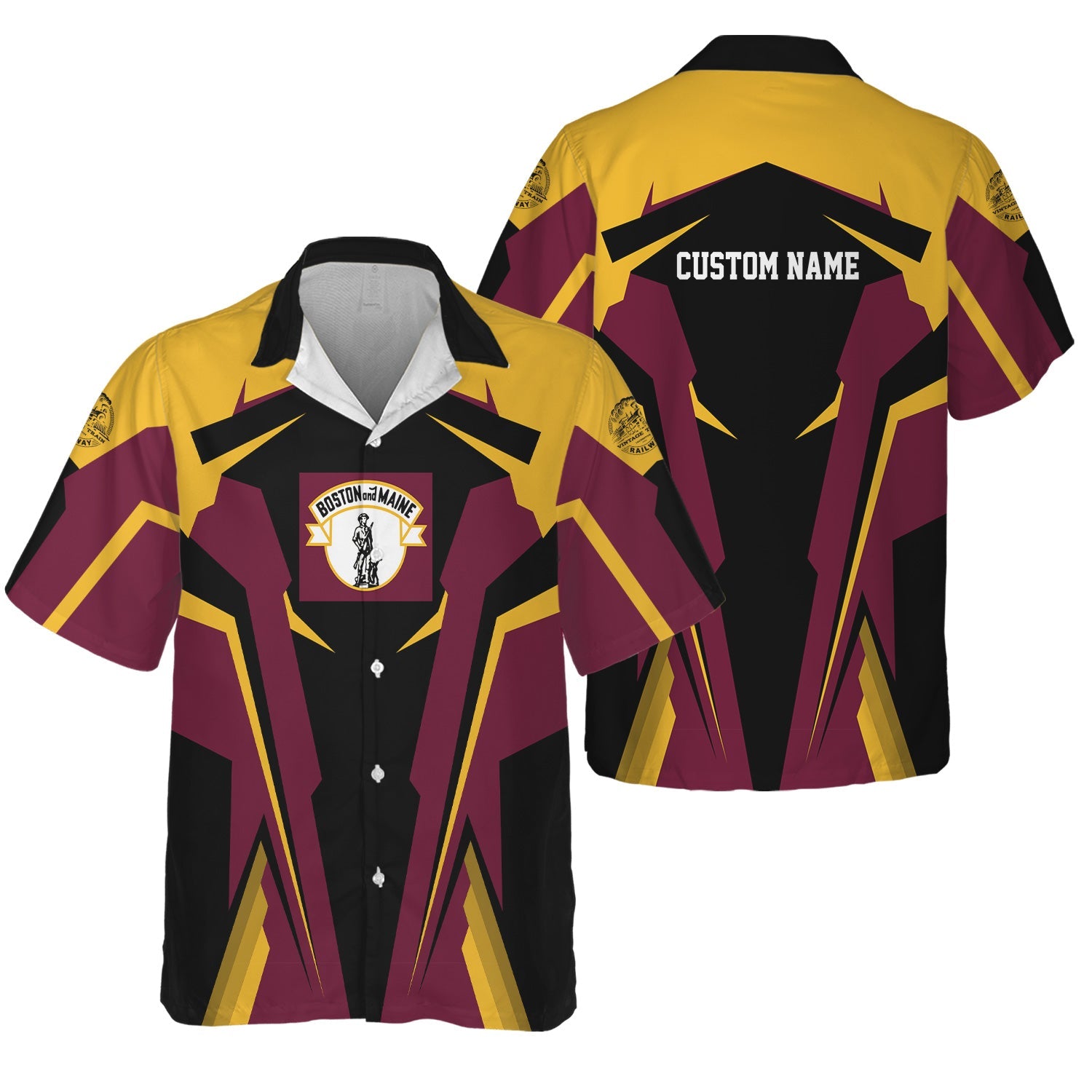 Railspirit Personalized Boston and Maine Railroad Hawaiian Shirt Strong Line Style Train Unisex Shirt All Over Print