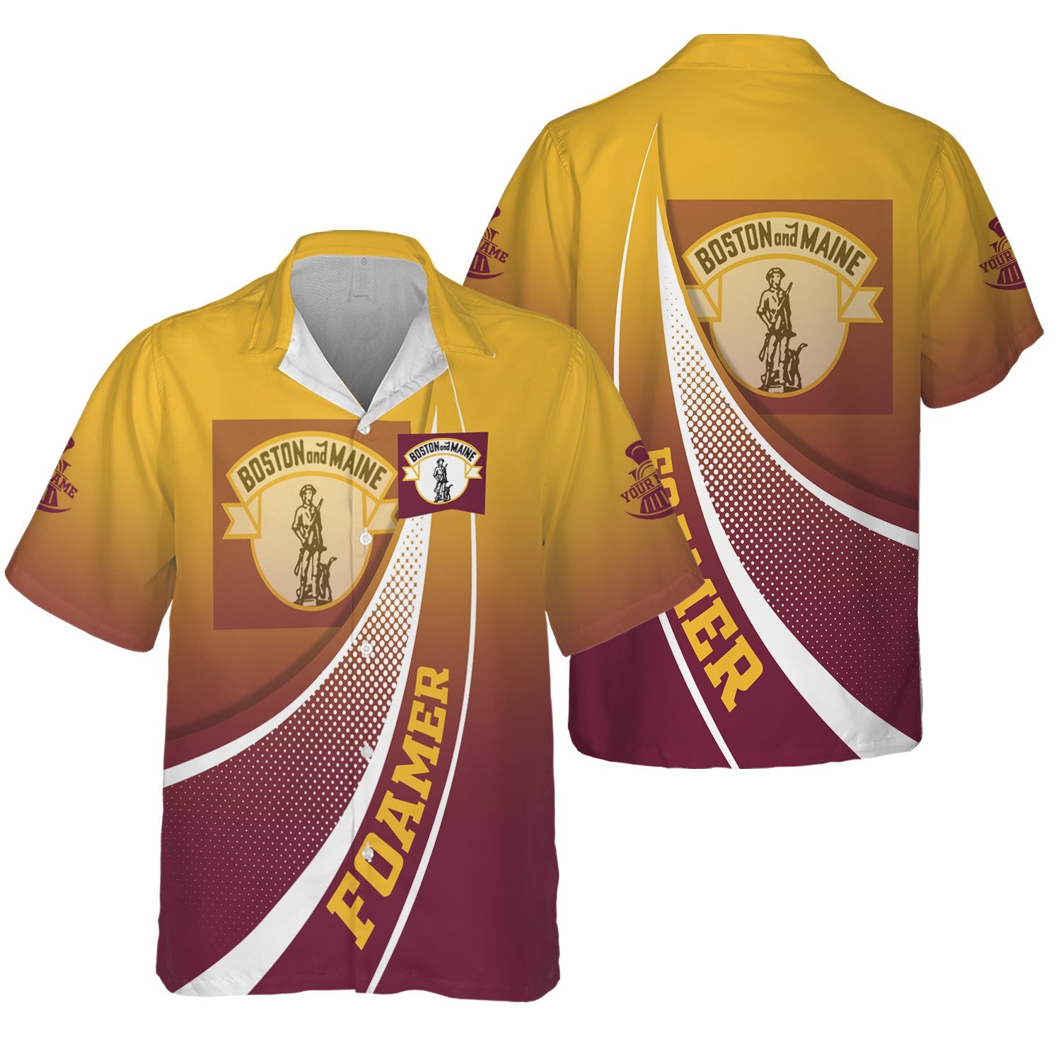 Railspirit Personalized Boston and Maine Railroad Hawaiian Shirt Railway-Themed Style Shirt Gift Idea For Trainspotter