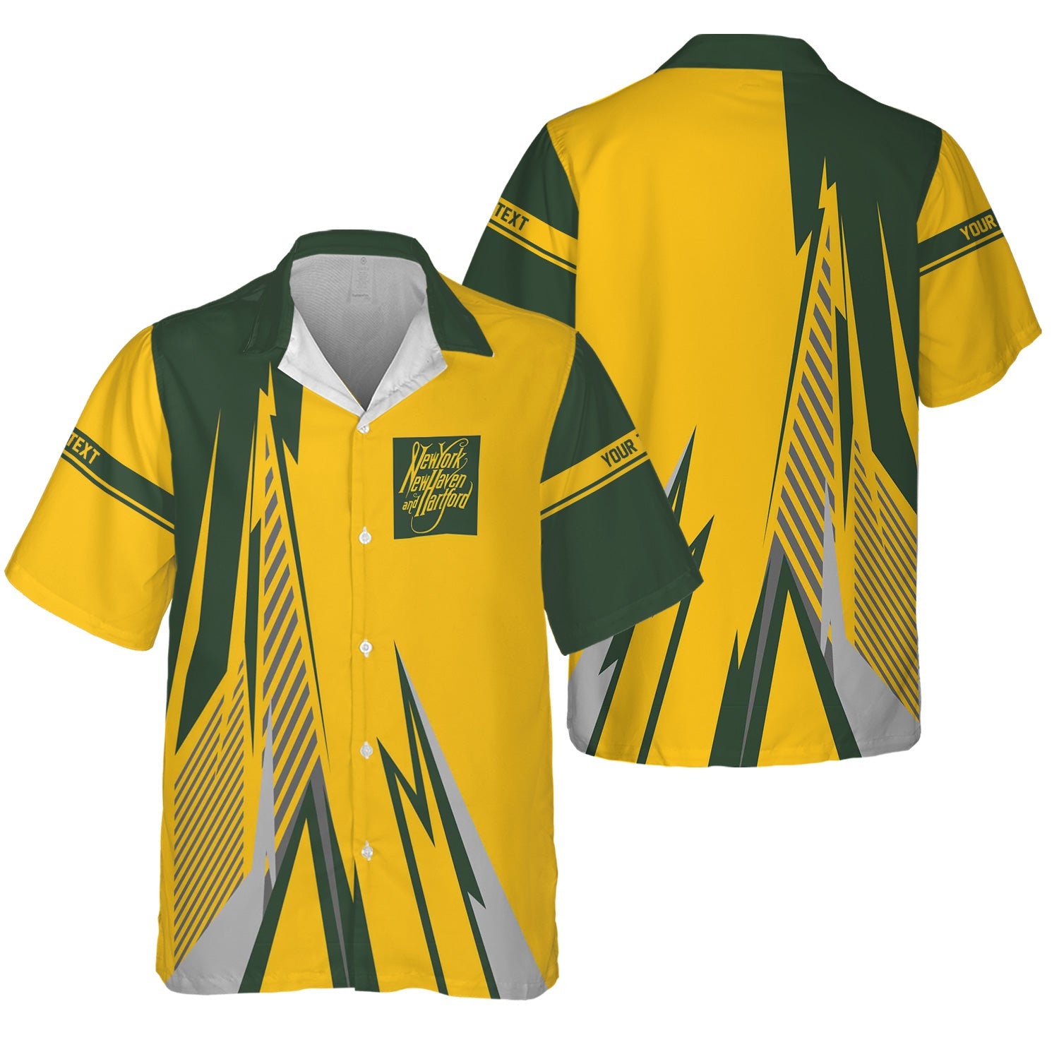 Railspirit Personalized New York, New Haven and Hartford Railroad Hawaiian Shirt Lightning-Inspired Railway Style New Haven Railroad Shirt