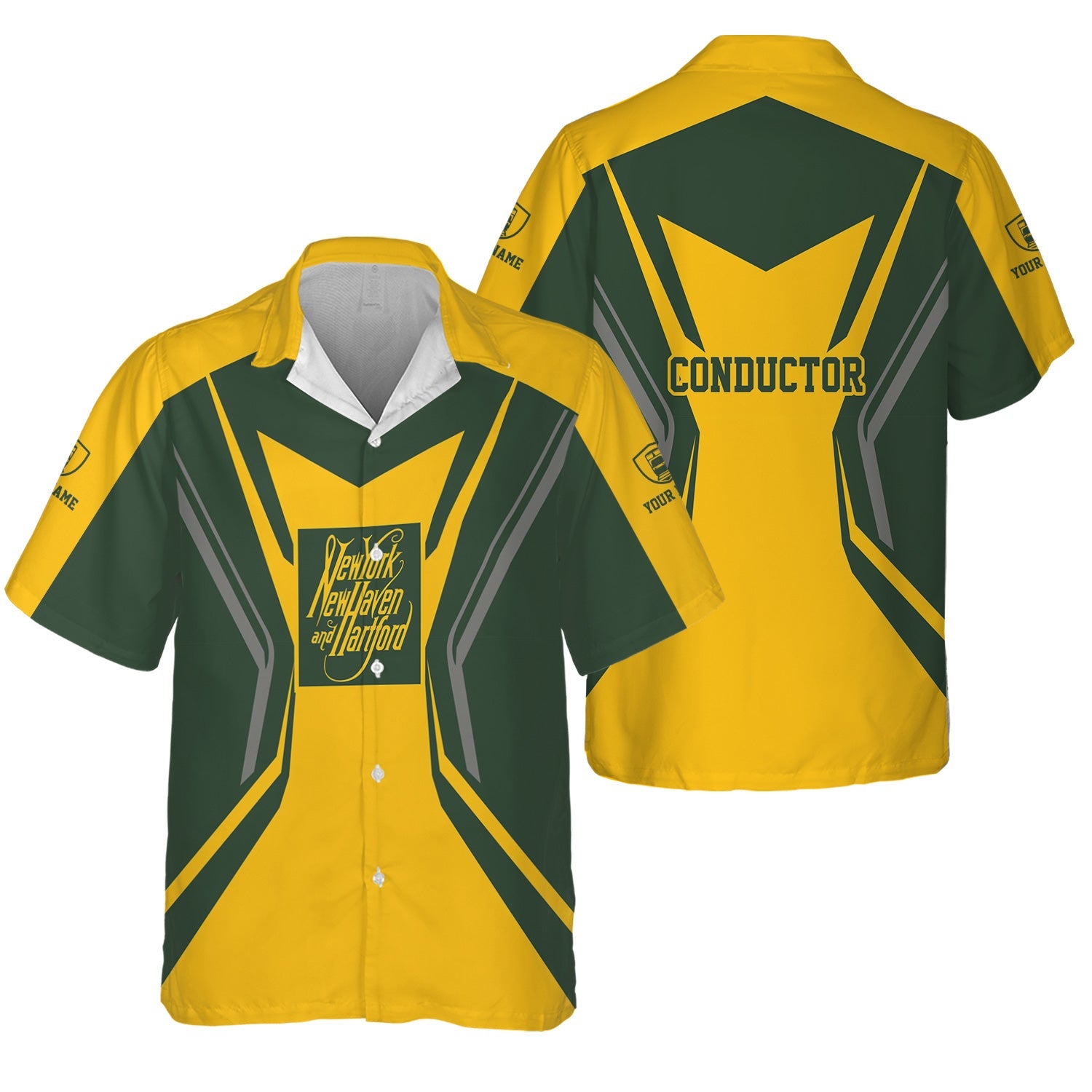 Railspirit Personalized New York, New Haven and Hartford Railroad Hawaiian Shirt Unique Style with Custom Job New Haven Railroad Train Shirt