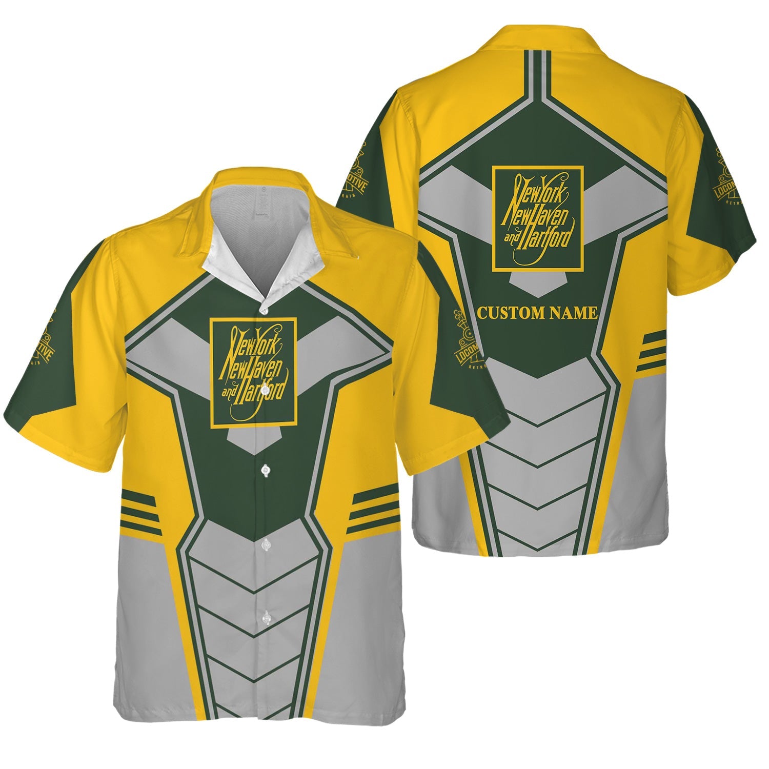 Railspirit Personalized New York, New Haven and Hartford Railroad Hawaiian Shirt Engine-Inspired Style New Haven Railroad Train Shirt