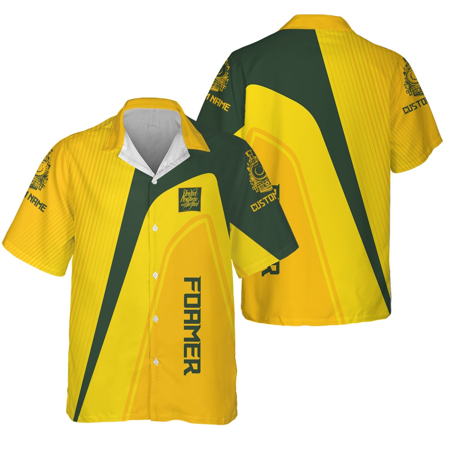 Railspirit Personalized New York, New Haven and Hartford Railroad Hawaiian Shirt Vibrant Striking Style New Haven Railroad Shirt For Rail Enthusiasts