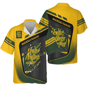 Railspirit Personalized New York, New Haven and Hartford Railroad Hawaiian Shirt Ripped Texture Style New Haven Railroad Train Shirt
