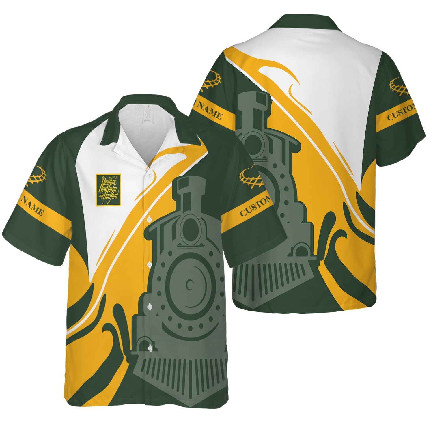 Railspirit Personalized New York, New Haven and Hartford Railroad Hawaiian Shirt Flame-Inspired Style New Haven Railroad Shirt