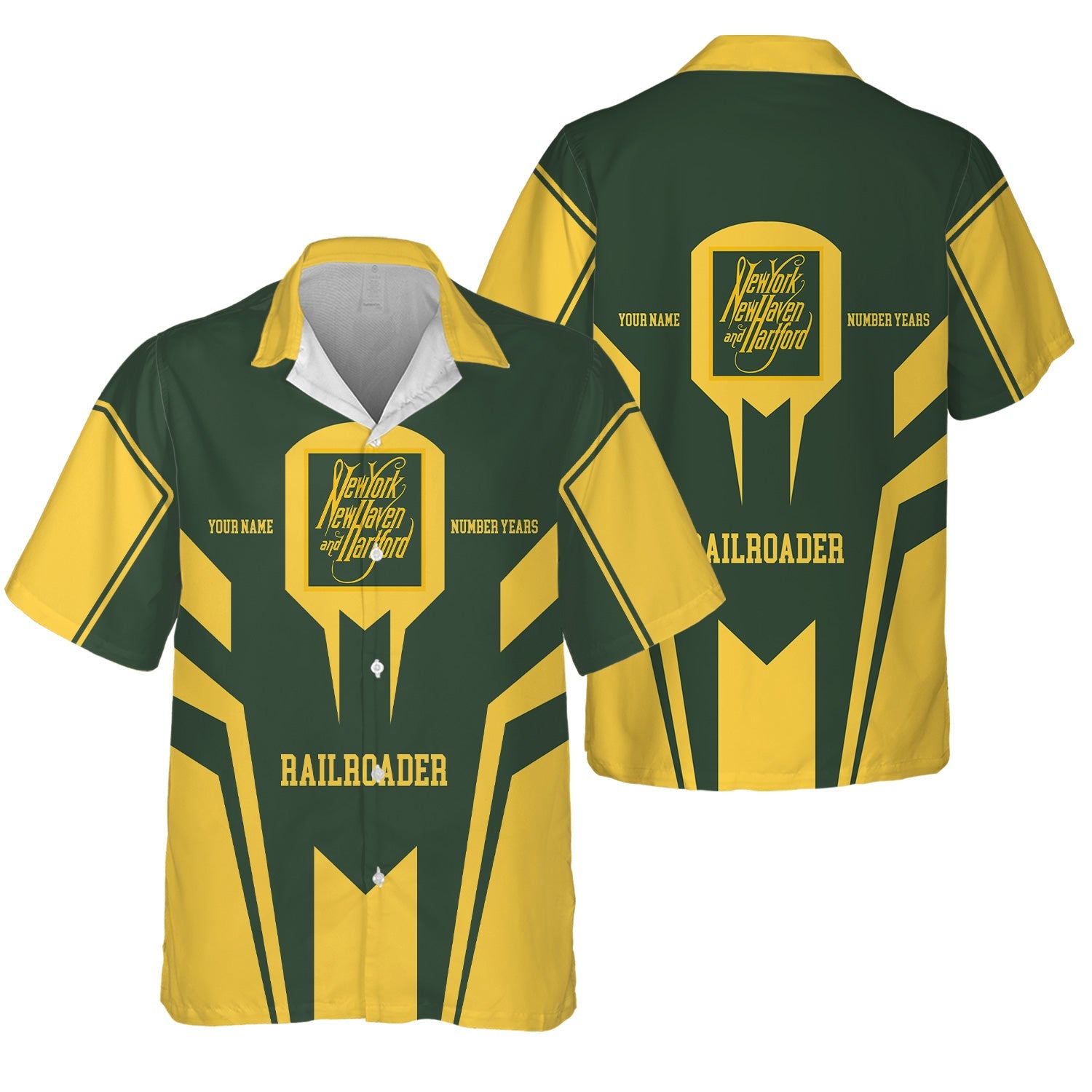 Railspirit Personalized New York, New Haven and Hartford Railroad Hawaiian Shirt Custom Year Railroader New Haven Railroad Shirt