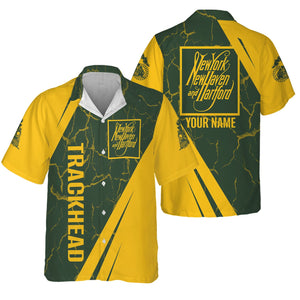 Railspirit Personalized New York, New Haven and Hartford Railroad Hawaiian Shirt Crackle Texture Style New Haven Railroad Shirt For Trackhead
