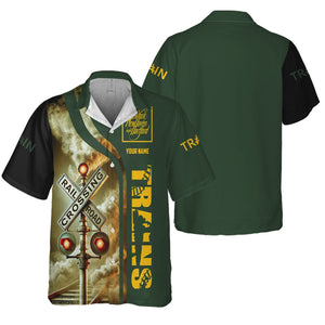 Railspirit Custom Name New York, New Haven and Hartford Railroad Hawaiian Shirt Railroad Crossing Sign New Haven Railroad Printed Train Shirt