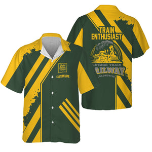 Railspirit Personalized New York, New Haven and Hartford Railroad Hawaiian Shirt Locomotive Design New Haven Railroad Train Shirt