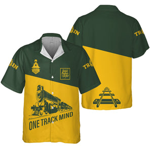 Railspirit Personalized New York, New Haven and Hartford Railroad Hawaiian Shirt One Track Mind Unisex Train Shirt Gift Idea For Train Lover